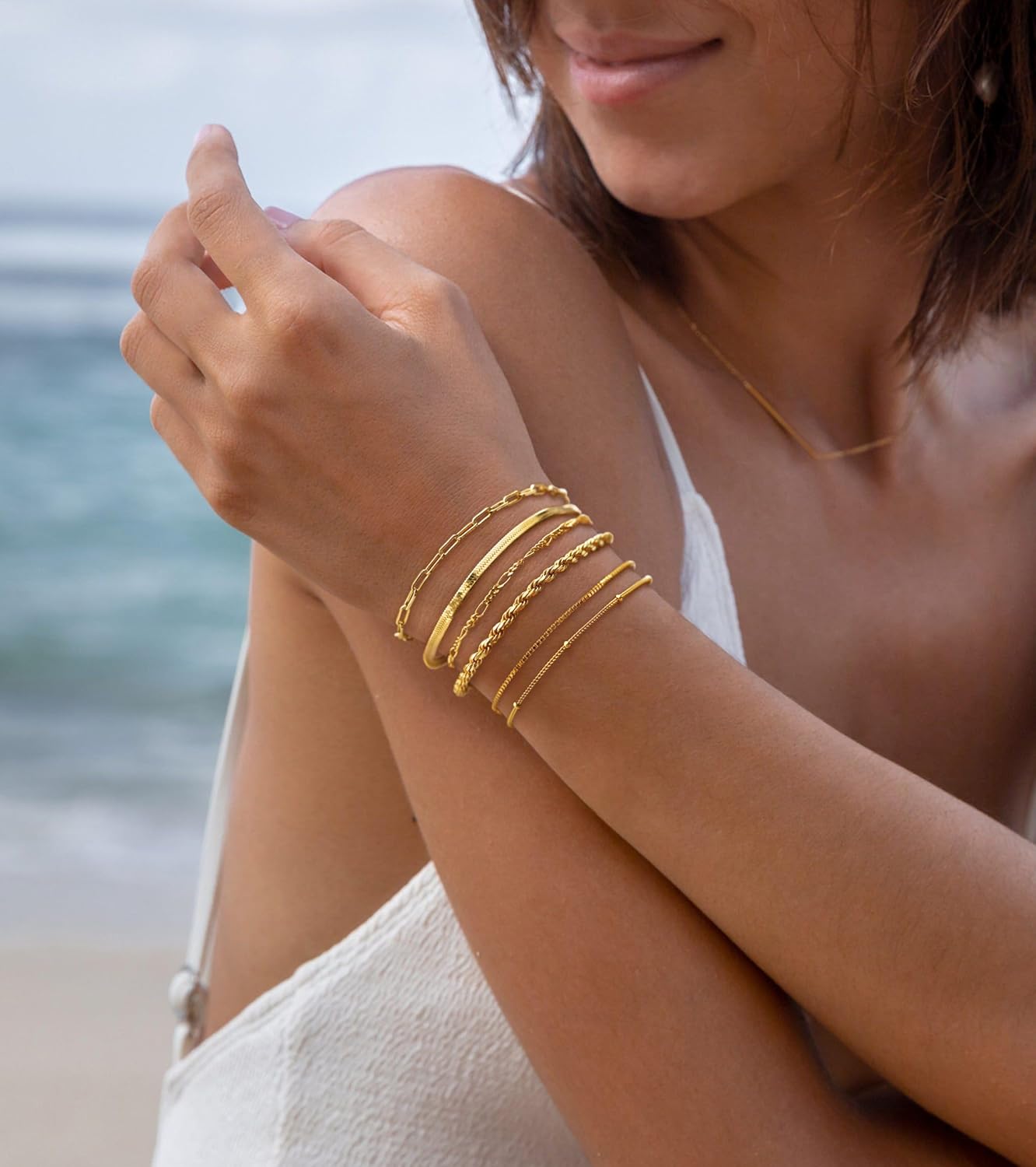 14K Gold Plated Stackable Bracelet Set