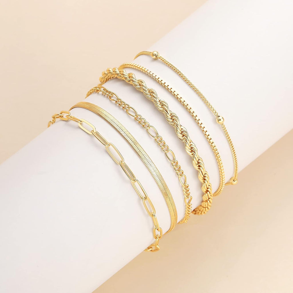 14K Gold Plated Stackable Bracelet Set