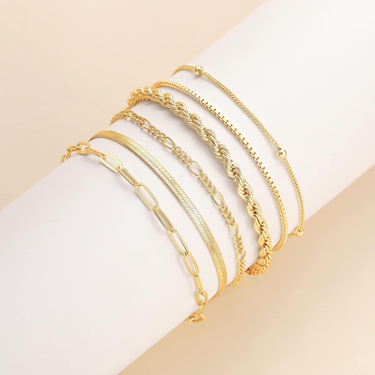 14K Gold Plated Stackable Bracelet Set