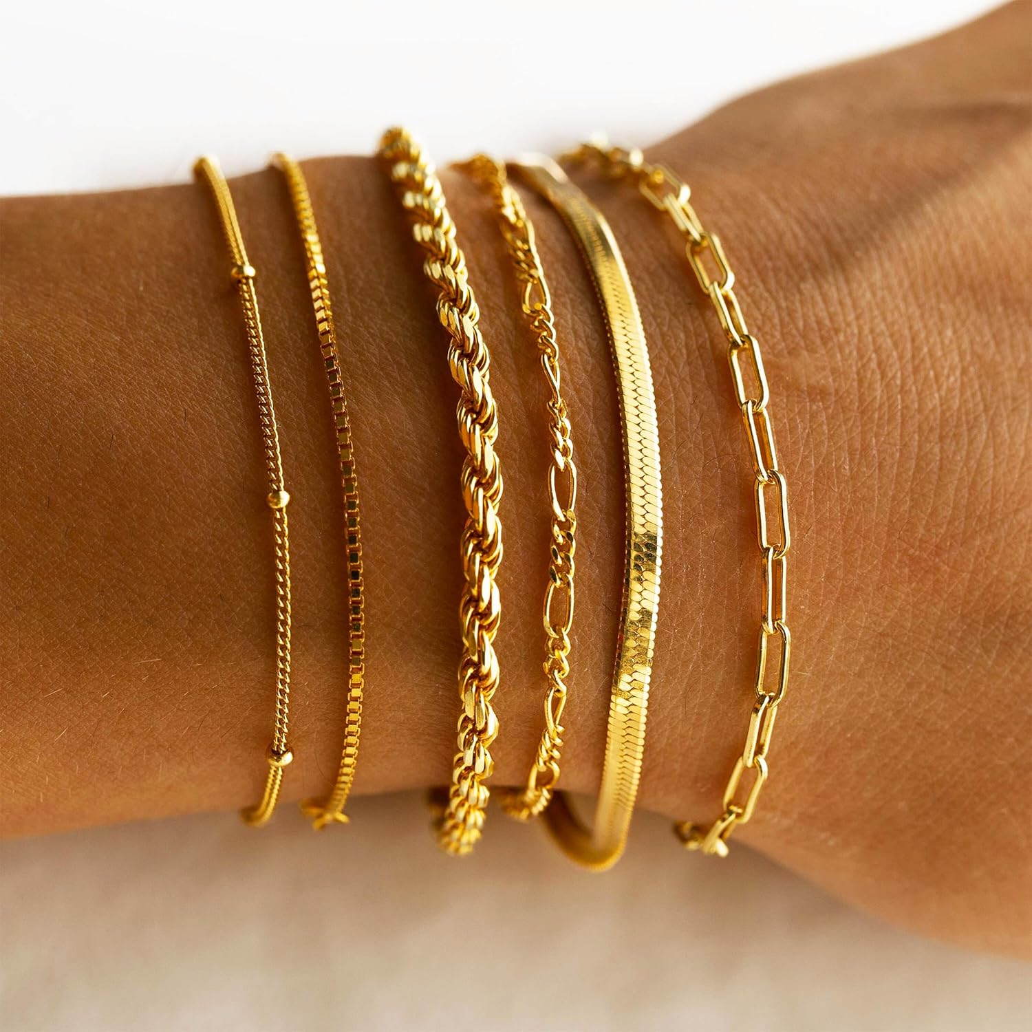 14K Gold Plated Stackable Bracelet Set