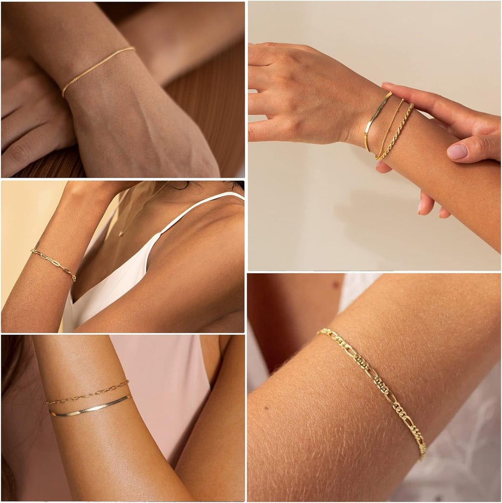 14K Gold Plated Stackable Bracelet Set