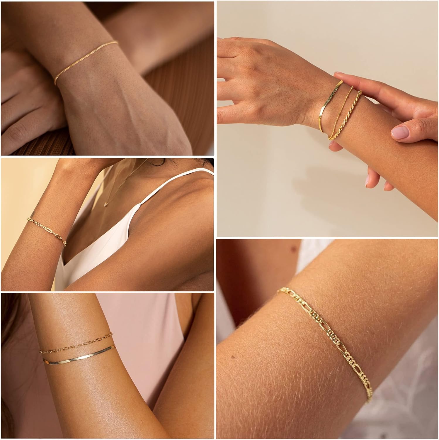 14K Gold Plated Stackable Bracelet Set